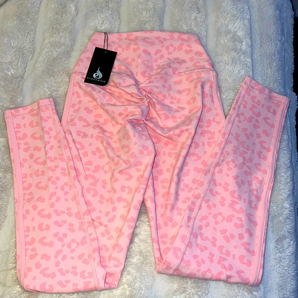 Pink animal print High waisted scrunch leggings